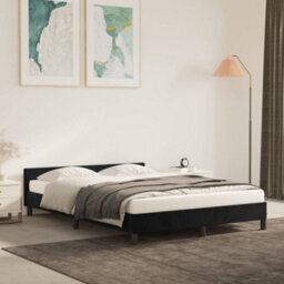 Berkfield Bed Frame With Headboard Black 180X200Cm 6Ft Super King Velvet - thumbnail 1