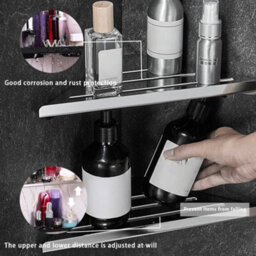 1 Pack Corner Shelves No Drilling Required Shower Trolley Self-Adhesive Wall-Mounted Storage Basket, Organizer Sticker - thumbnail 2