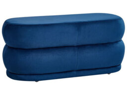 Beliani Lux Velvet Navy Blue Upholstered Bed Bench - Compact Rectangular Bed-End Seating - thumbnail 3