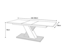 Furneo Modern Dining Table Extendable 120-160Cm High Gloss White & Matt Grey Enzo 01 - thumbnail 4