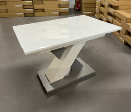 Furneo Modern Dining Table Extendable 120-160Cm High Gloss White & Matt Grey Enzo 01 - thumbnail 6
