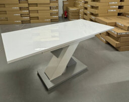 Furneo Modern Dining Table Extendable 120-160Cm High Gloss White & Matt Grey Enzo 01 - thumbnail 5