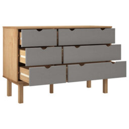 Berkfield Drawer Cabinet Otta Brown&grey 111X43X73.5Cm Solid Wood Pine - thumbnail 4