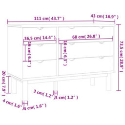 Berkfield Drawer Cabinet Otta Brown&grey 111X43X73.5Cm Solid Wood Pine - thumbnail 8