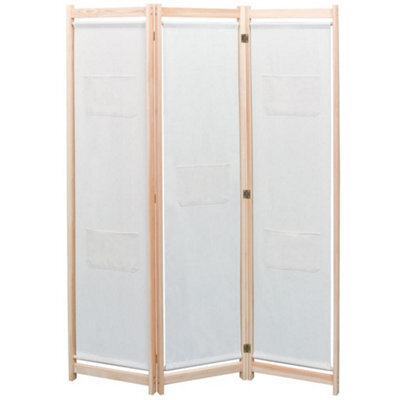 Walplus Cream 3-Panel Room Divider 120X170X4 Cm Fabric Privacy Screen - image 1