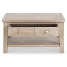 Farro Washed Oak 85Cm Large Coffee Table With Drawer And Shelf - By Roseland Furniture - thumbnail 7