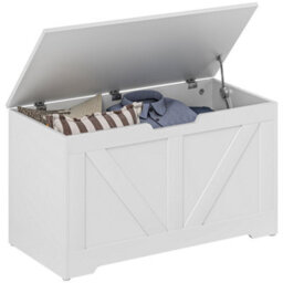 Wyld Haus Kamari 100L White Wood-Effect Storage Chest With Safety Hinge - Matt Finish - thumbnail 2