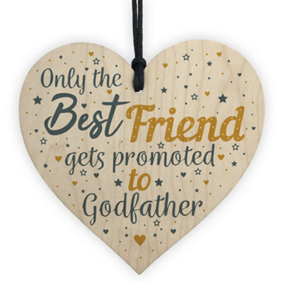Red Ocean Red Ocean Godfather Friendship Best Friend Gift Christening Handmade Wooden Hanging Heart Gift Chic Plaque Sign - image 1