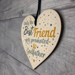 Red Ocean Red Ocean Godfather Friendship Best Friend Gift Christening Handmade Wooden Hanging Heart Gift Chic Plaque Sign - thumbnail 7