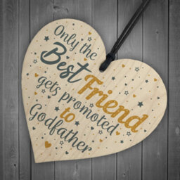Red Ocean Red Ocean Godfather Friendship Best Friend Gift Christening Handmade Wooden Hanging Heart Gift Chic Plaque Sign - thumbnail 6