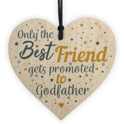 Red Ocean Red Ocean Godfather Friendship Best Friend Gift Christening Handmade Wooden Hanging Heart Gift Chic Plaque Sign - thumbnail 1