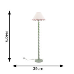 Valuelights Bobbles Sage Green Bobbin Floor Lamp With Pink Trim Scallop Shade - thumbnail 6