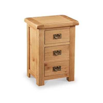 Zelah Oak Wide Bedside Table Fully Assembled - By Roseland Furniture - image 1