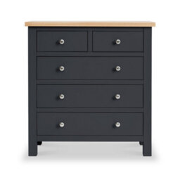 Farro Charcoal 2 Over 3 Chest Of Drawers Fully Assembled - Painted With Oak Top By Roseland Furniture - thumbnail 4