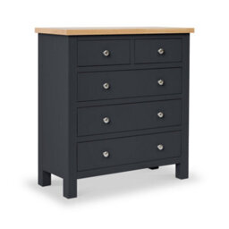 Farro Charcoal 2 Over 3 Chest Of Drawers Fully Assembled - Painted With Oak Top By Roseland Furniture