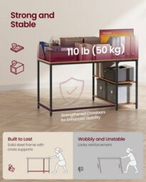 LEDREM L Shaped Corner Desk, Computer Gaming Desk With Storage, Reversible Height-Adjustable Shelves, For Home Office, Rustic Brown - thumbnail 7