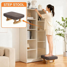 Solid Wood Small Foot Stool  Padded Seat - thumbnail 3