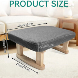 Solid Wood Small Foot Stool  Padded Seat - thumbnail 2