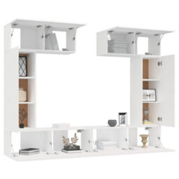 Berkfield 6 Piece Tv Cabinet Set White Engineered Wood - thumbnail 4