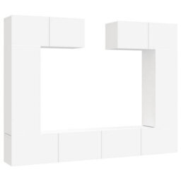 Berkfield 6 Piece Tv Cabinet Set White Engineered Wood - thumbnail 2