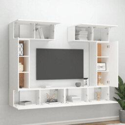 Berkfield 6 Piece Tv Cabinet Set White Engineered Wood - thumbnail 3