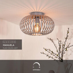 Lucide Manuela Vintage Flush Ceiling Light 39.5Cm- 1Xe27 - Grey - thumbnail 3