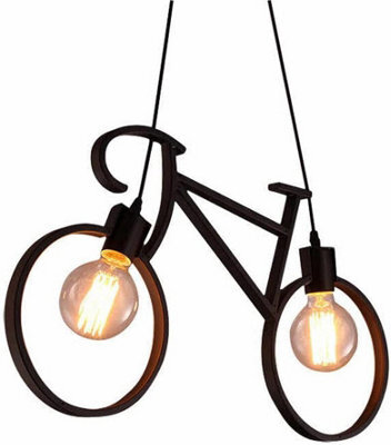 Ledsone 2 Light Bicycle Chandelier Pendant Ceiling Light Adjustable Iron Fixture For Dining Room, Bedroom
