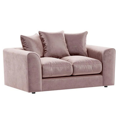 Furnishings For Less UK Brooklyn  Plush Velvet Fibre Fabric 2 Seater Sofa   Pink - image 1