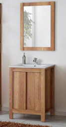 Impact Furniture Freestanding Bathroom Vanity Unit 600mm Sink Cabinet With Basin Oak Effect Storage Classic - thumbnail 9
