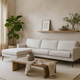 Wyld Haus Nashville L-Shaped White Upholstered Three-Seater Corner Sofa With Chaise And Black Metal Legs