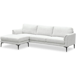 Wyld Haus Nashville L-Shaped White Upholstered Three-Seater Corner Sofa With Chaise And Black Metal Legs - thumbnail 2