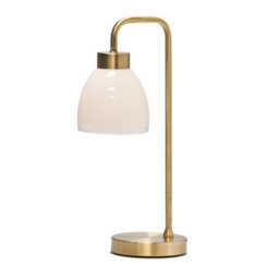 Lighting Supermarket Arch Antique Brass Vintage Industrial Table Lamp With St Tropez Glass Shade - thumbnail 1