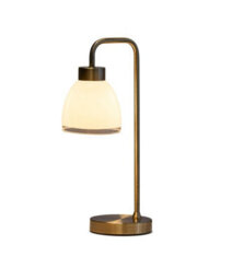 Lighting Supermarket Arch Antique Brass Vintage Industrial Table Lamp With St Tropez Glass Shade - thumbnail 2
