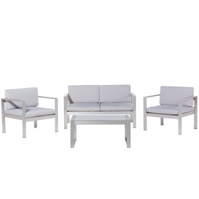 Beliani Garden Lounge Set With Table 4 Seater Salerno Metal Light Grey - image 1