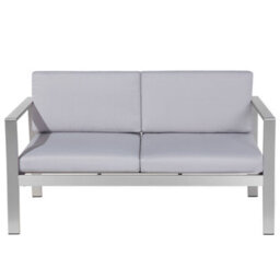 Beliani Garden Lounge Set With Table 4 Seater Salerno Metal Light Grey - thumbnail 5