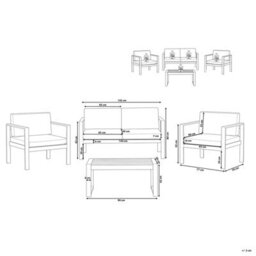Beliani Garden Lounge Set With Table 4 Seater Salerno Metal Light Grey - thumbnail 3