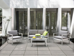 Beliani Garden Lounge Set With Table 4 Seater Salerno Metal Light Grey - thumbnail 2