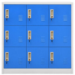 Berkfield Modern Locker Cabinets 2 Pcs Light Grey And Blue 90X45X92.5 Cm Steel - thumbnail 3