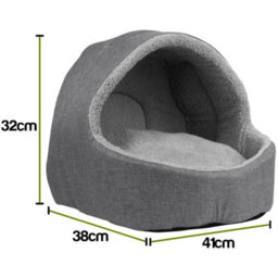 Proudpet Soft Fleece Cat Igloo Bed - Grey - thumbnail 4