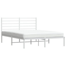 Vidaxl Metal Bed Frame Without Mattress With Headboard White 120X190Cm - thumbnail 5
