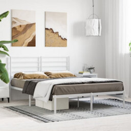 Vidaxl Metal Bed Frame Without Mattress With Headboard White 120X190Cm - thumbnail 4
