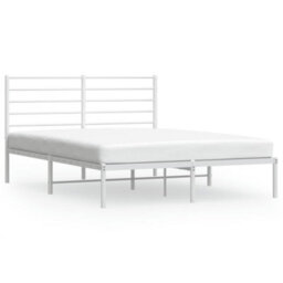 Vidaxl Metal Bed Frame Without Mattress With Headboard White 120X190Cm - thumbnail 2