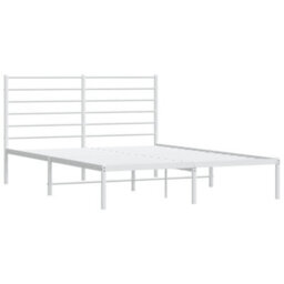 Vidaxl Metal Bed Frame Without Mattress With Headboard White 120X190Cm - thumbnail 3