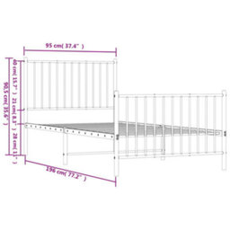 Berkfield Metal Bed Frame With Headboard And Footboard Black 90X190 Cm 3Ft Single - thumbnail 9