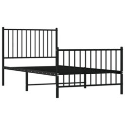 Berkfield Metal Bed Frame With Headboard And Footboard Black 90X190 Cm 3Ft Single - thumbnail 4