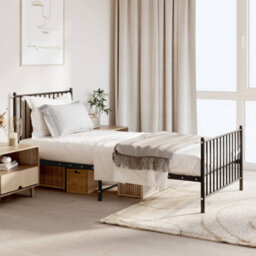 Berkfield Metal Bed Frame With Headboard And Footboard Black 90X190 Cm 3Ft Single - thumbnail 1