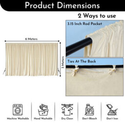 Neel Blue Ivory Velvet Backdrop Curtain Wrinkle-Free Polyester Fabric Background With Drapes, 3X6 Metres - thumbnail 2