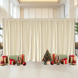 Neel Blue Ivory Velvet Backdrop Curtain Wrinkle-Free Polyester Fabric Background With Drapes, 3X6 Metres - thumbnail 7
