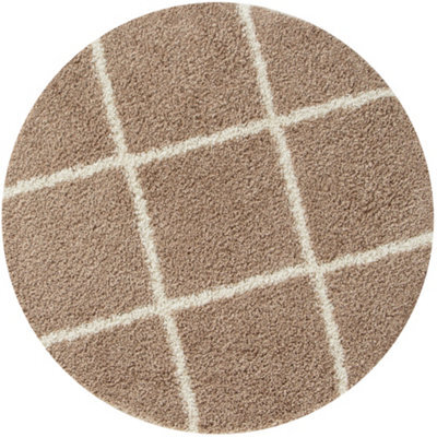 The Rugs Moroccan Shaggy Rugs And Runners Soft Fluffy Diamond Design High Pile Beige And Ivory Living Room Kitchen Hallway 520 - image 1