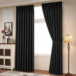 Bedlooms Blackout Curtains Thermal Insulated Pencil Pleat Black Medium Window Curtain (Pair) 66 X 72 Inches With Tie Backs - thumbnail 2